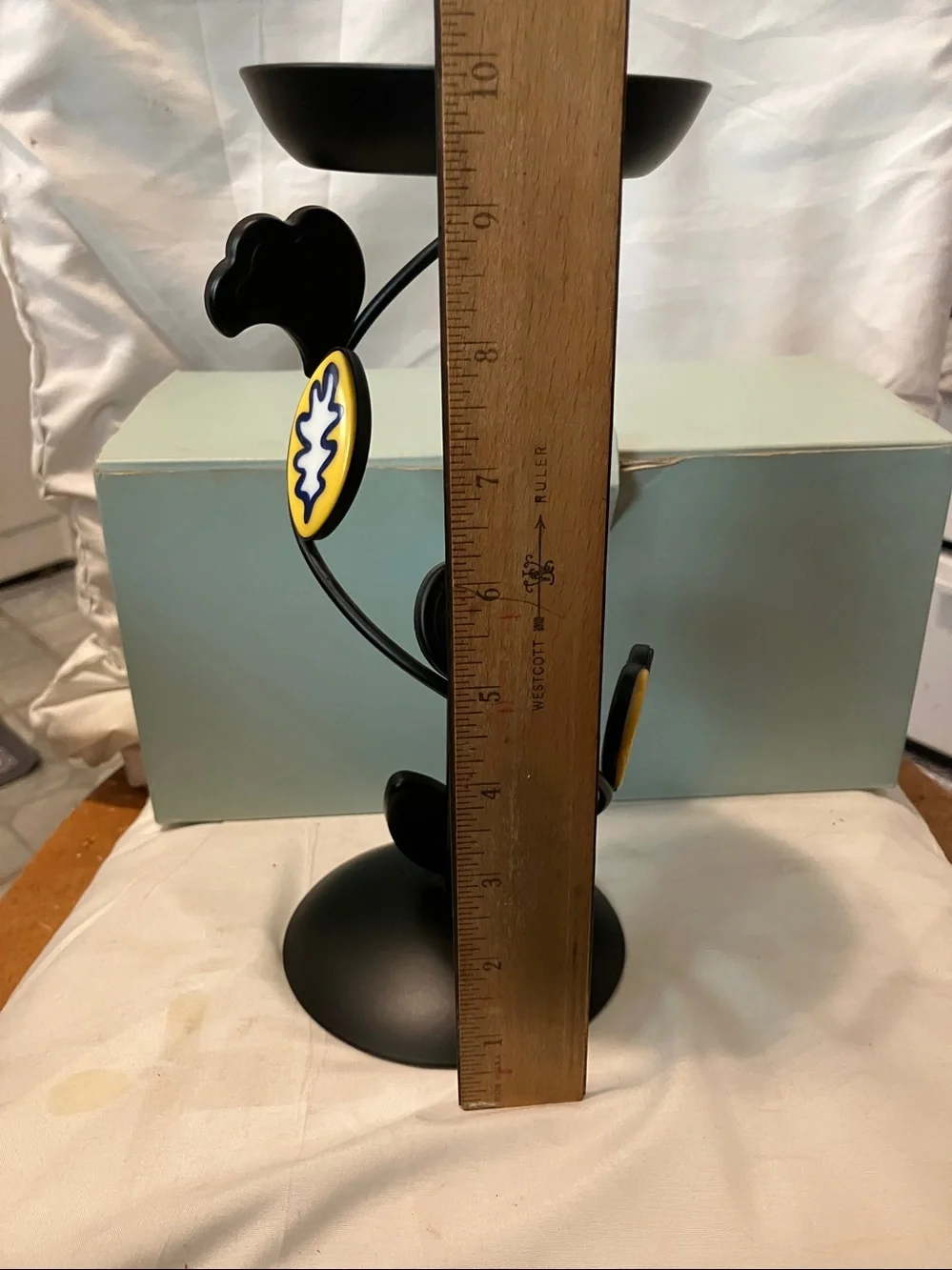 New  Partylite. Older 10” black wrought iron with ceramic